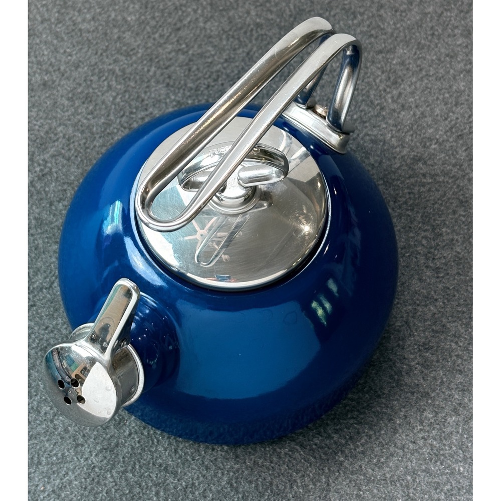 Chantal Cobalt Blue Enamel on Steel Whistling Tea Kettle Stainless Handle Lid - Picture 2 of 12